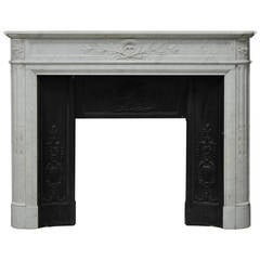 Cararra White Mable Louis XVI "Demilune" Fireplace Mantel