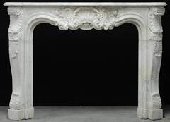 Gorgeous White Marble Rococo English Fireplace Mantel