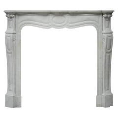 19th Century French Pompadour Style Fireplace in White Marble