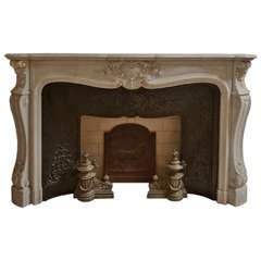 Antique 19th c. French Louis XV Style White Marble Fireplace