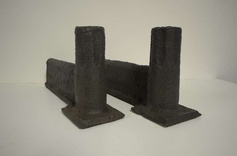 Great pair of solid casted 16th century column shaped andirons.
Gothic period.