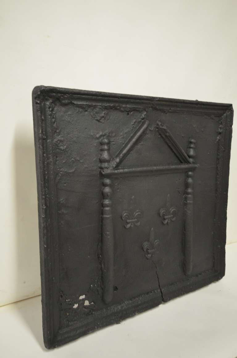 18th c. French Large Square Fireback For Sale 2
