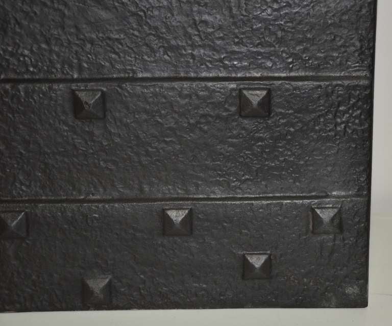 18th Century and Earlier Cast Iron Rivitted Fireback Gothic Style