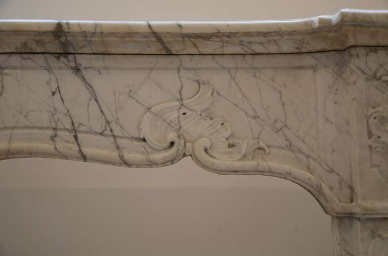 18th Century French Régence Fireplace in White Marble 1