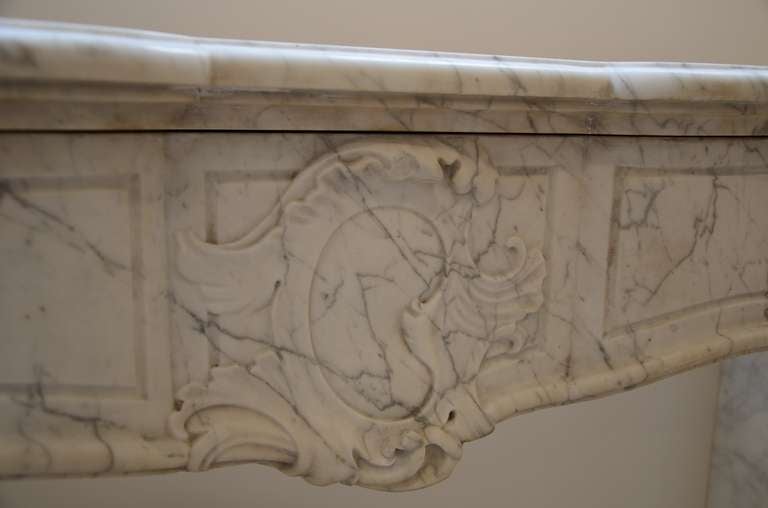 18th Century French Régence Fireplace in White Marble 2