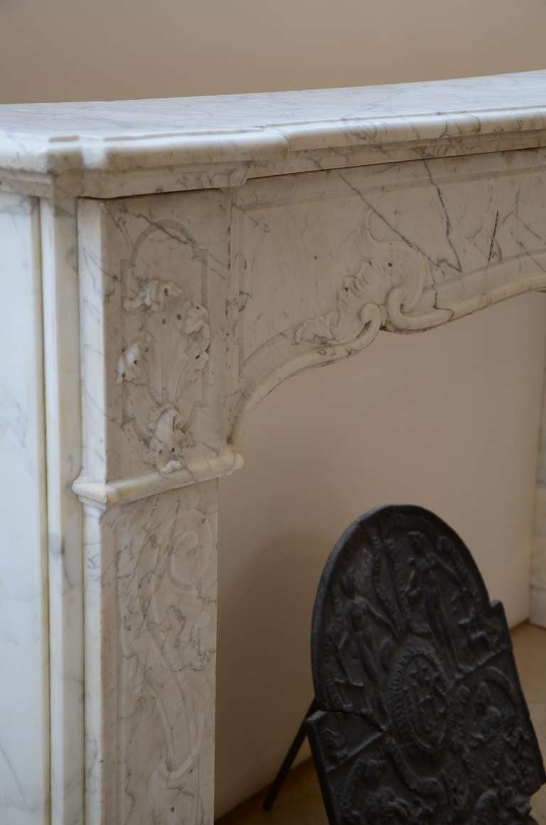 18th Century French Régence Fireplace in White Marble 3