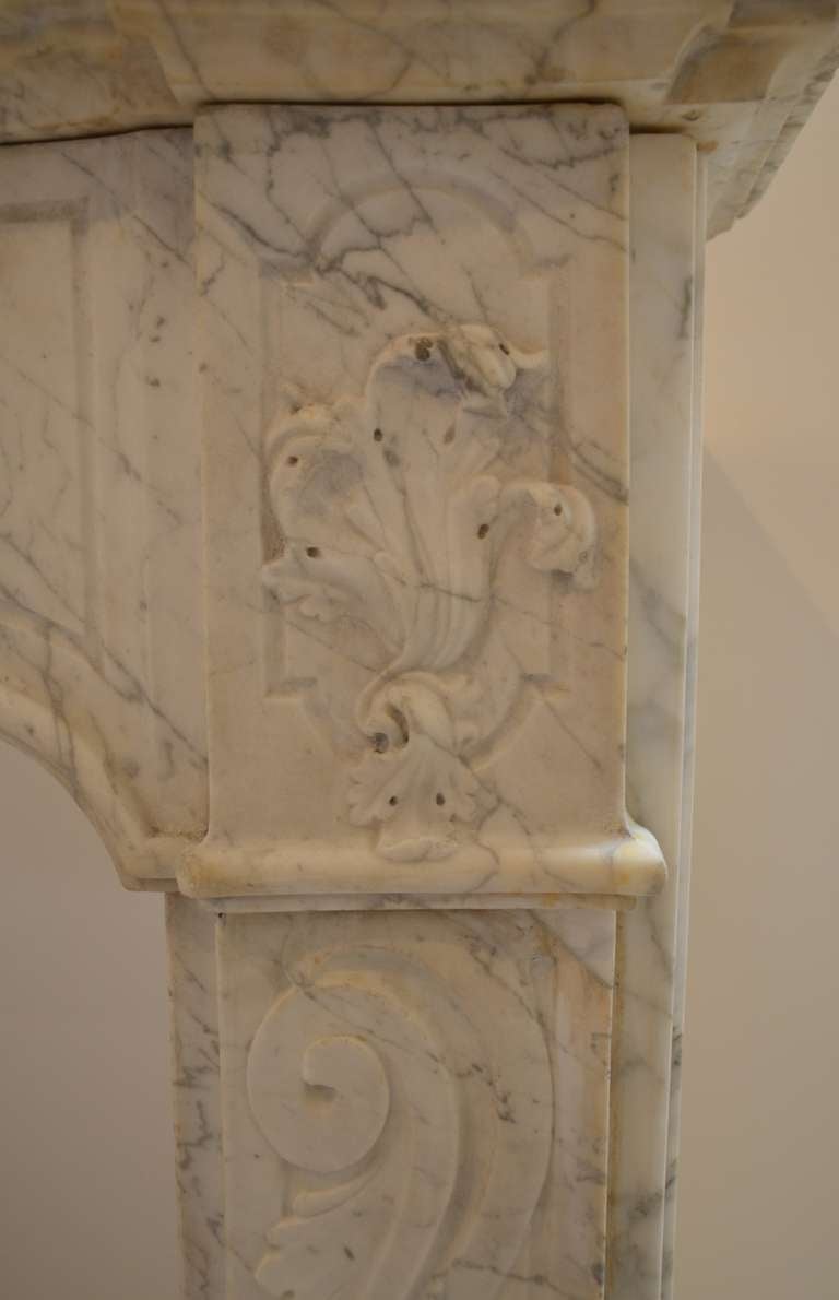 18th Century French Régence Fireplace in White Marble 4