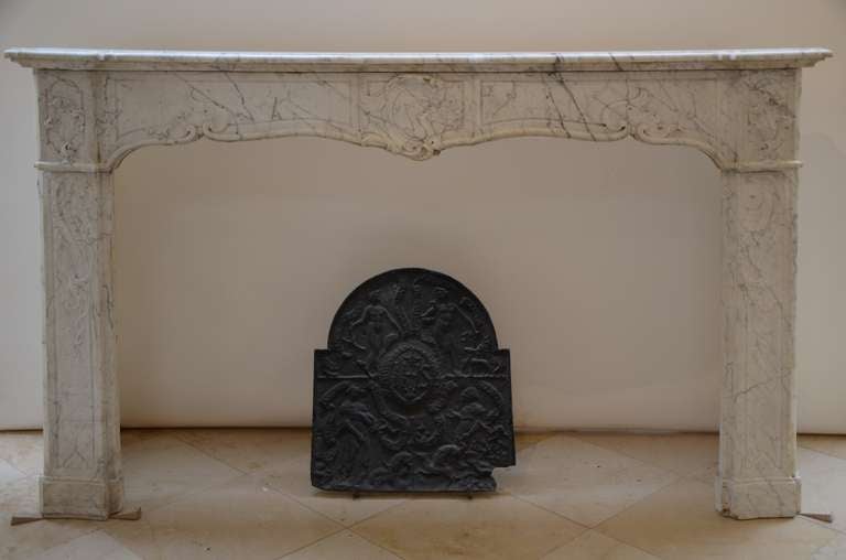 18th Century French Régence Fireplace in White Marble 5