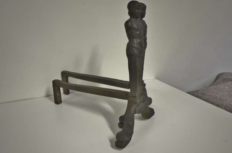 Rare Pair of Figurative Andirons In Excellent Condition In Haarlem, Noord-Holland