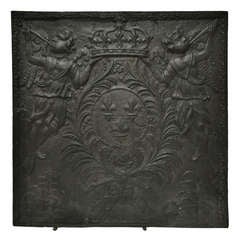 18th c. Fireback Displaying Coat Of Arms Of Chateau Of Versailles