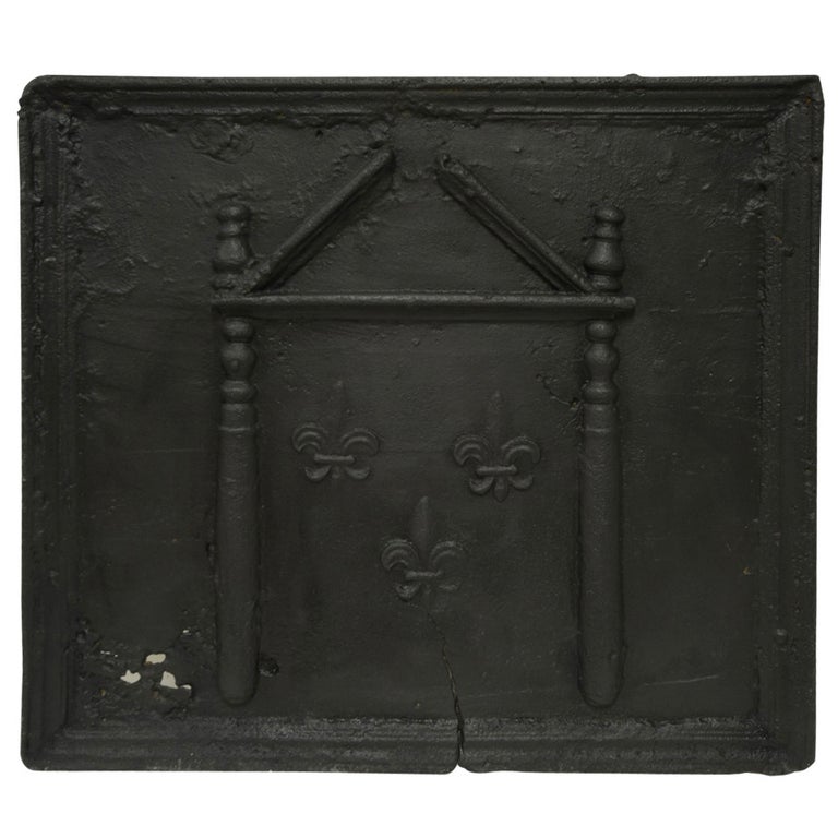 18th c. French Large Square Fireback For Sale