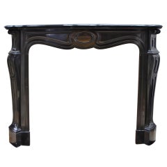 19th c. French Louis XV Pompadour Fireplace In Black Marble