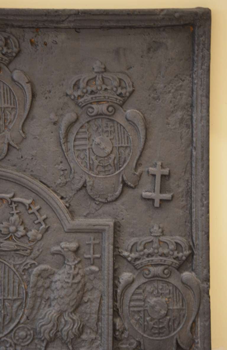 18th Century and Earlier 18th Century Large Fireback - Coat of Arms Lorraine from 1704 For Sale
