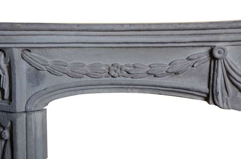 Perfect Italian Fireplace, 18th Century Louis XIV Mantel in Grey Sandstone 1