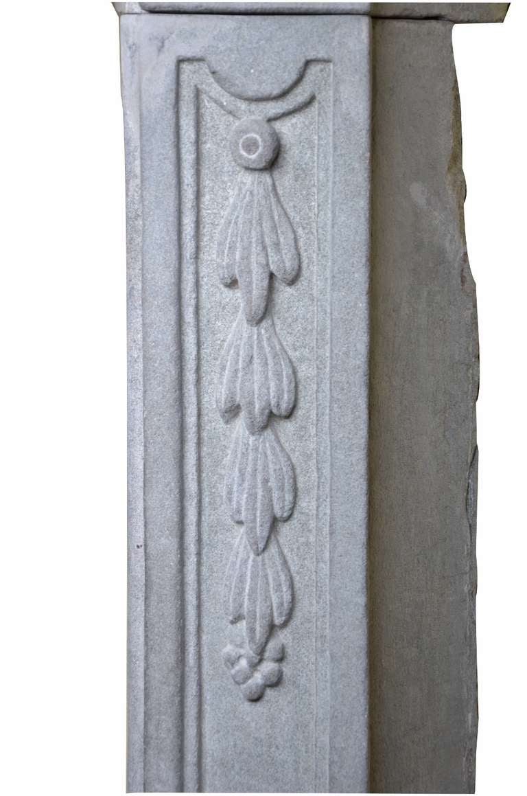 18th Century and Earlier Perfect Italian Fireplace, 18th Century Louis XIV Mantel in Grey Sandstone