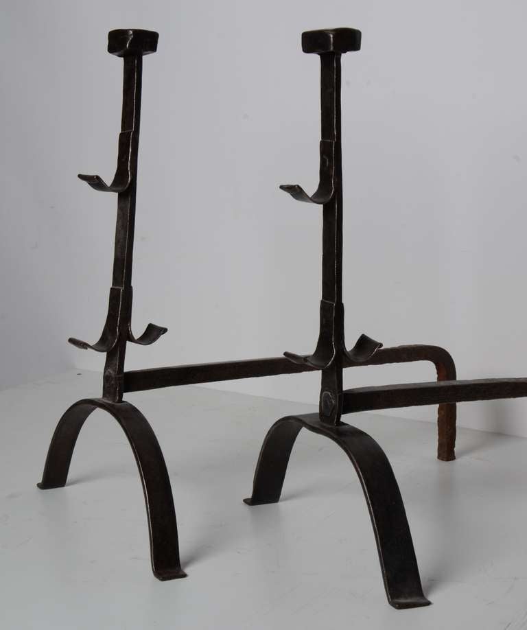 17th c. French Louis XIII Antique Andirons In Excellent Condition For Sale In Haarlem, Noord-Holland