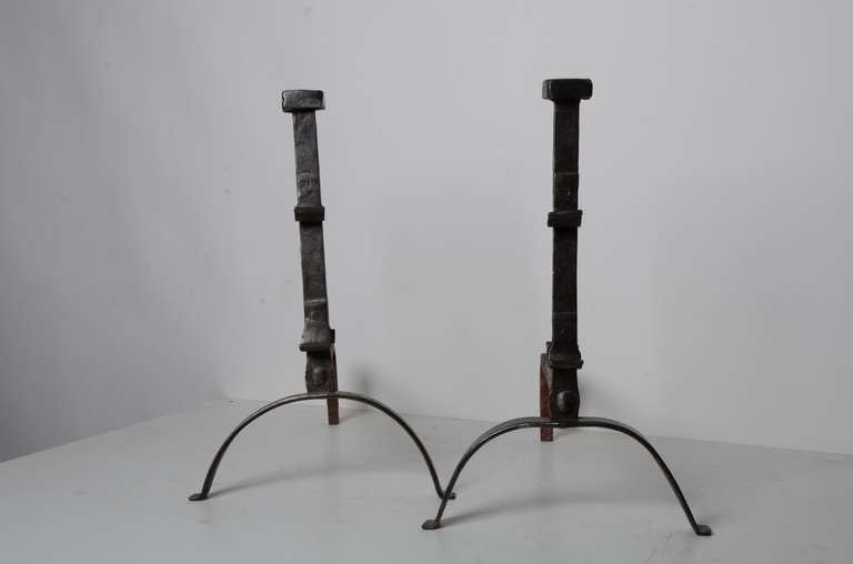 Very nice and simple 17th century French antique andirons.