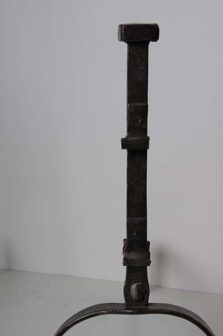 17th c. French Louis XIII Antique Andirons For Sale 1