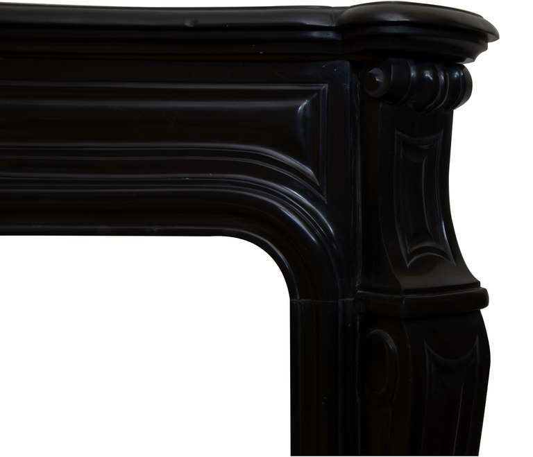 19th Century Louis XV Pompadour Style Black Marble Fireplace 5