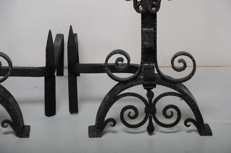 19th Century Large Dutch Arts & Craft Andirons In Excellent Condition In Haarlem, Noord-Holland