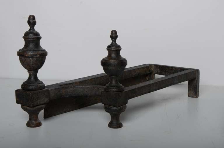 18th c. Louis XIV Antique Andirons French Cast Iron 3