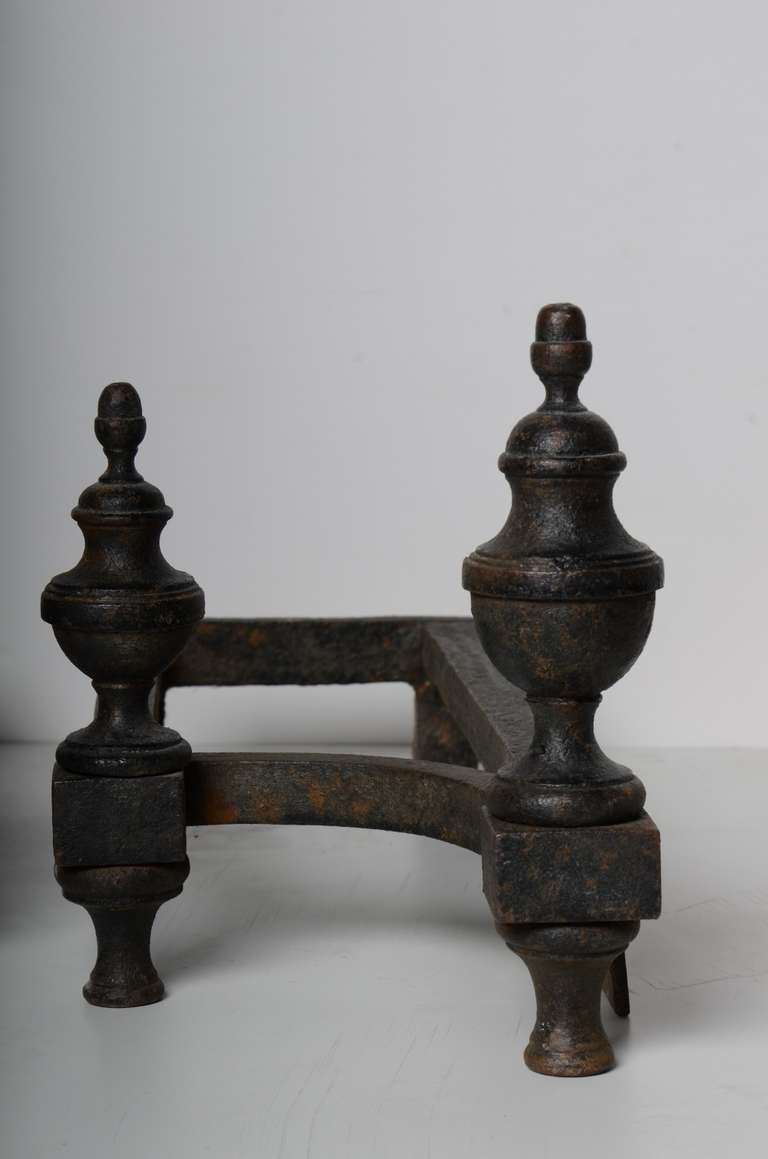 18th Century and Earlier 18th c. Louis XIV Antique Andirons French Cast Iron
