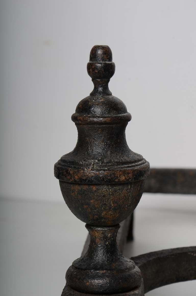 18th c. Louis XIV Antique Andirons French Cast Iron 2