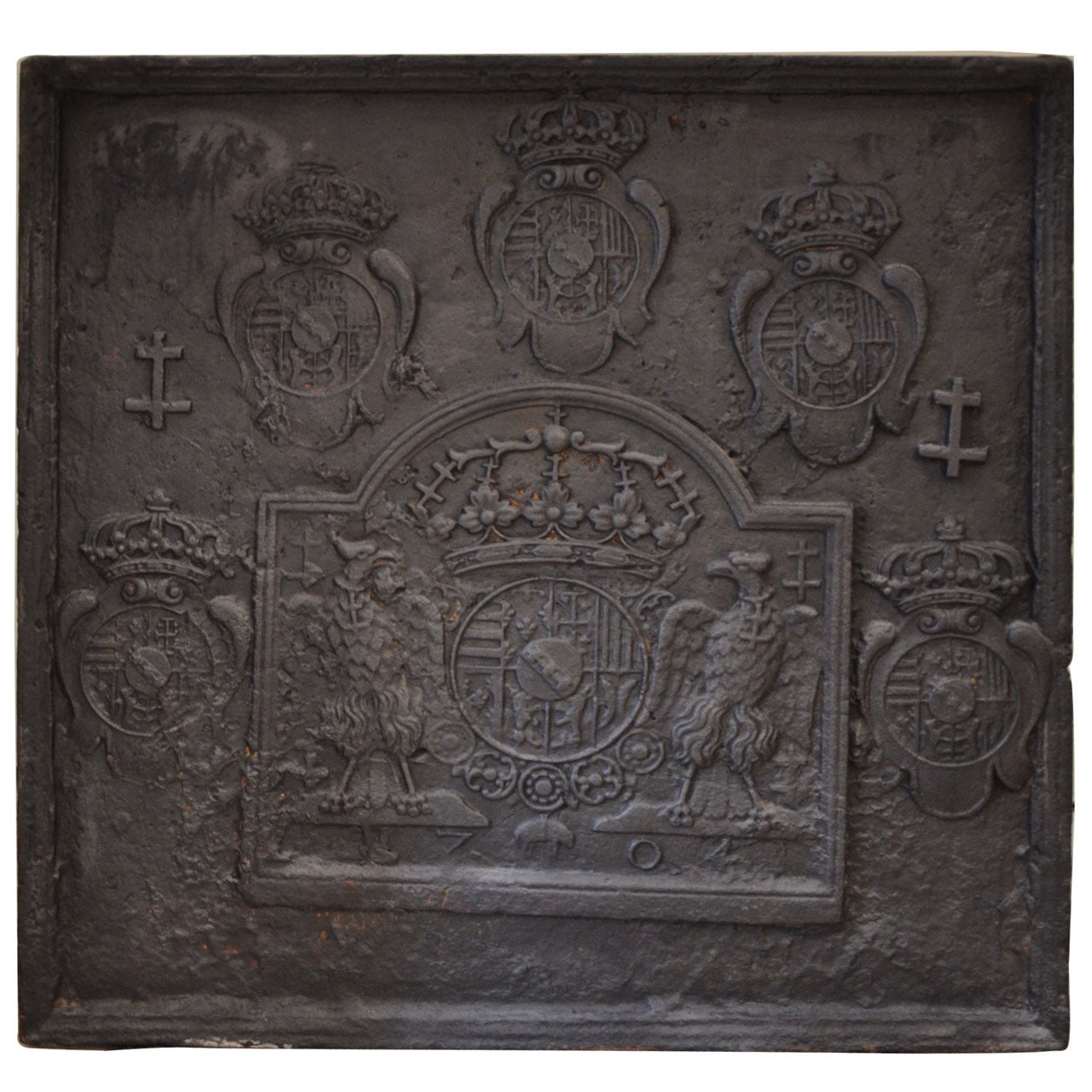18th Century Large Fireback - Coat of Arms Lorraine from 1704 For Sale