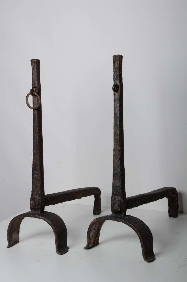 17-18th C.   Andirons In The Gothic Manner In Excellent Condition For Sale In Haarlem, Noord-Holland
