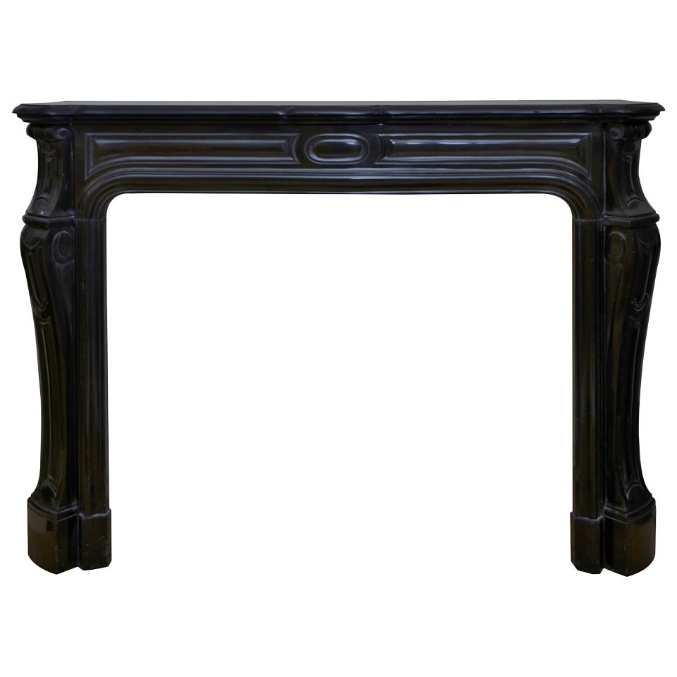 19th Century Louis XV Pompadour Style Black Marble Fireplace