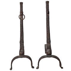 17-18th C. Andirons In The Gothic Manner 3