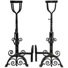19th C. Large Dutch Arts And Craft Andirons 9