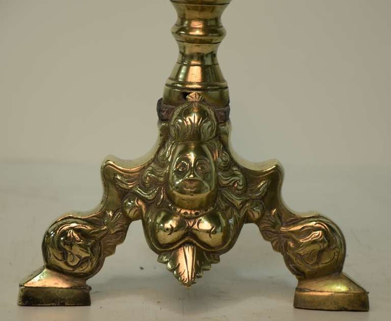 Pair of Dutch Brass Andirons Renaissance, 17th Century 2