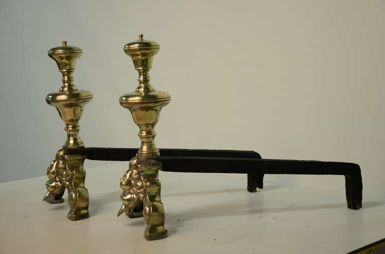 Pair of Dutch Brass Andirons Renaissance, 17th Century 4