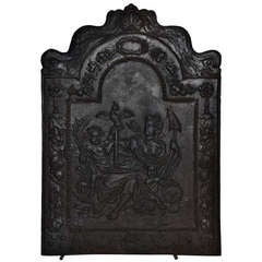 17th c. Antique Cast Iron Fireback Displaying "Spes" The Goddess Hope 4