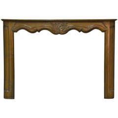 18th c. French Cherry-Wood Louis XV Antique Fireplace