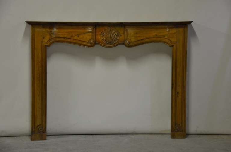 18th Century and Earlier 18th Century Louis XV Cherrywood Antique French Fireplace