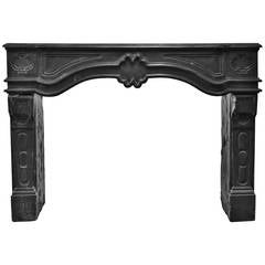 Antique French Black Limestone Louis XIV Fireplace Mantel