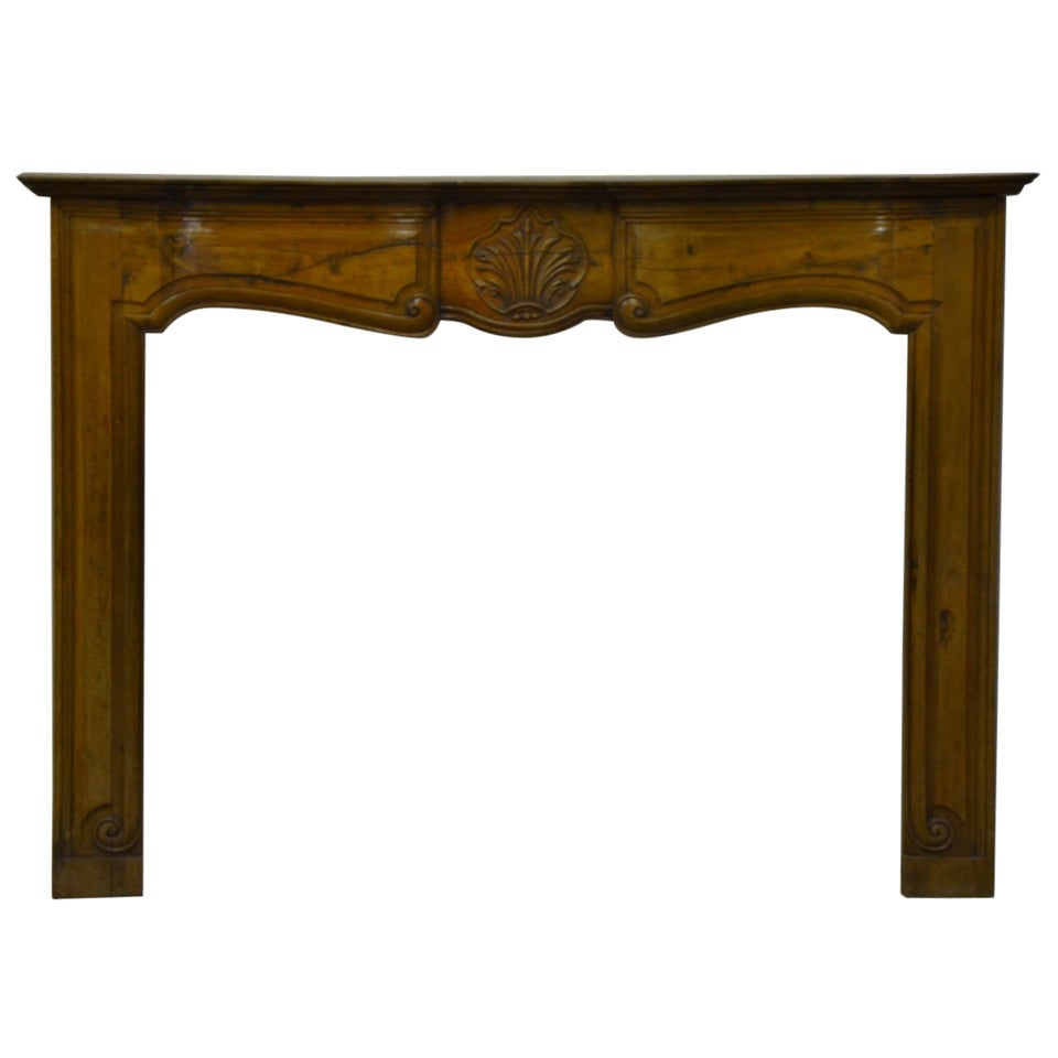18th Century Louis XV Cherrywood Antique French Fireplace