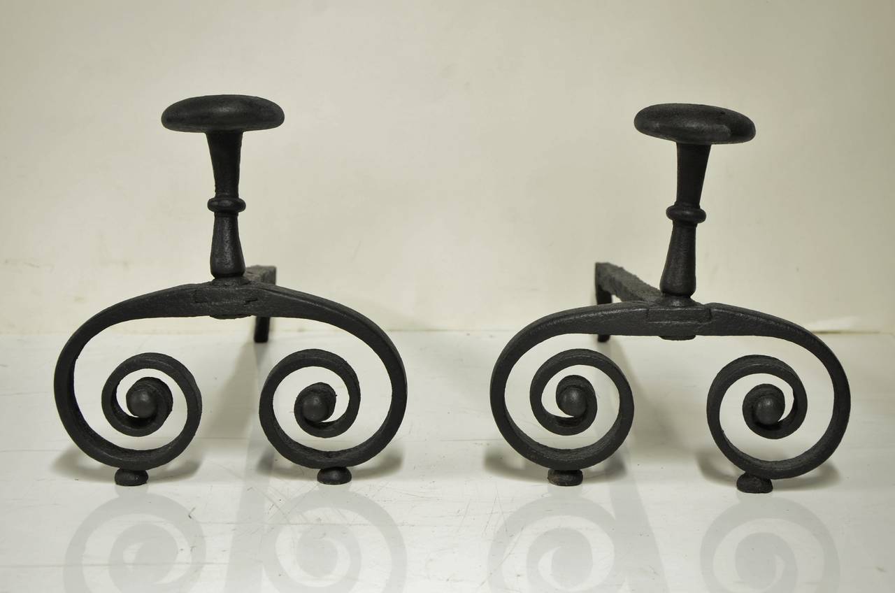 Very nice and decorative pair of French andirons.