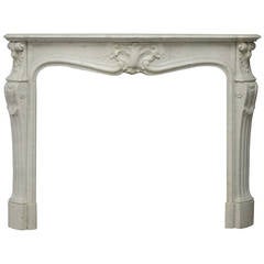 Very Elegant Antique White Marble French Louis XV Fireplace Mantel 6