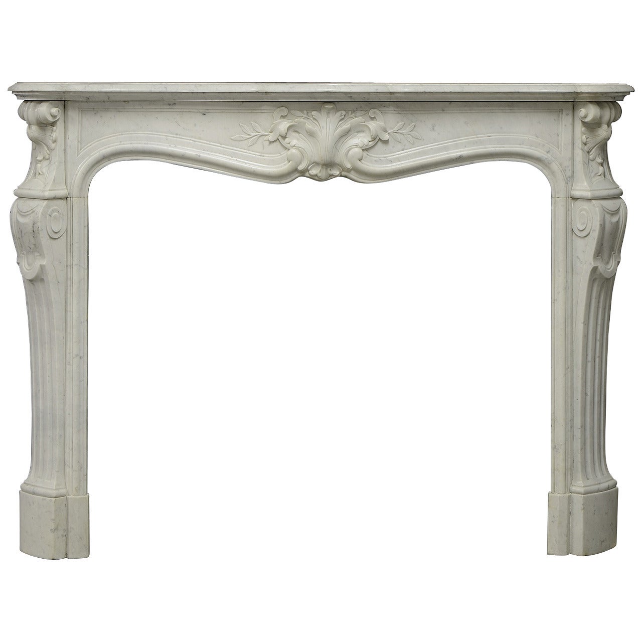  Antique Fireplace Mantel in White Marble Very Elegant French Louis XV  