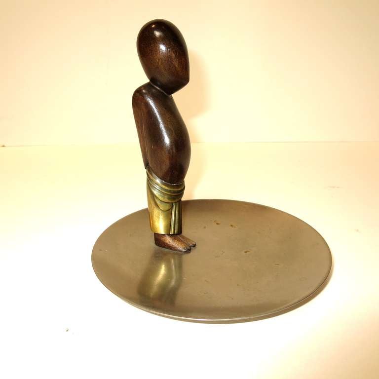 Polished Wood and bronze small tray or ashtray, well marked on underside