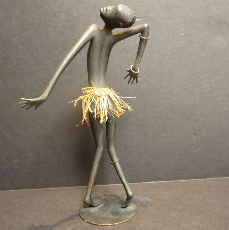 Austrian Bronze African Dancer Sculpture by Karl Hagenauer
