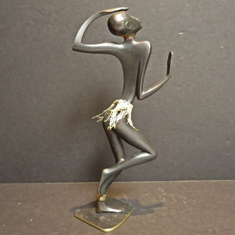 Austrian Bronze African Dancer Sculpture by Karl Hagenauer