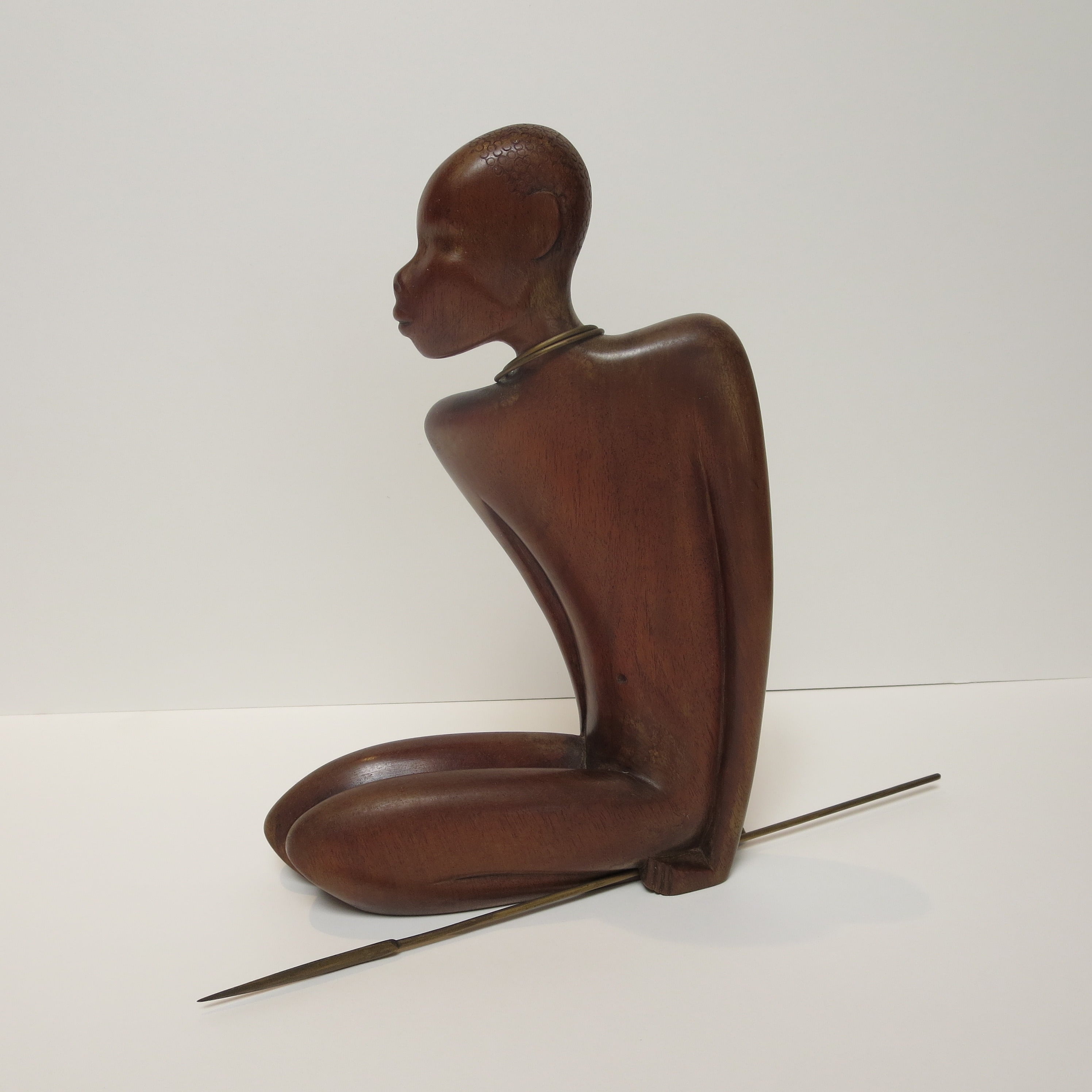 Bronze and Wood Warrior Sculpture by Karl Hagenauer
