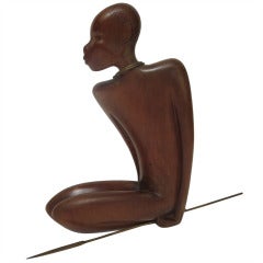 Bronze and Wood Warrior Sculpture by Karl Hagenauer