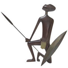 Hagenauer African Figure in Wood and Bronze