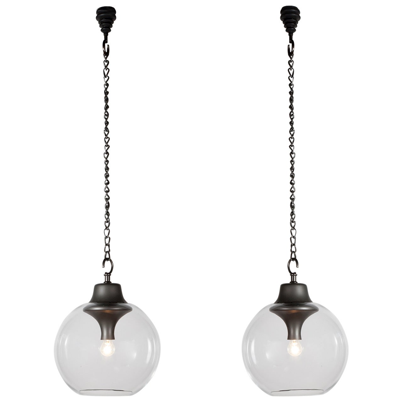 Pair of Hanging Lamps by Luigi Caccia Dominioni For Sale