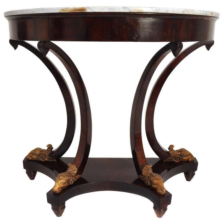 This fine wall console table pair is made in the style of the tuscan classicism. 
The table top, in the so called 